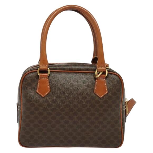 CELINE Macadam Canvas Hand Bag Pvc Leather Brown Gold - Picture 3 of 13